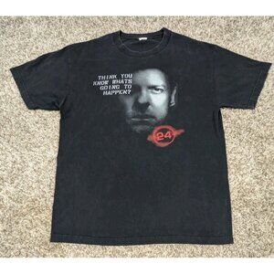 Vintage Y2K 24 Jack Bauer TV Show Promo T-Shirt Mens Large Black Short Sleeve